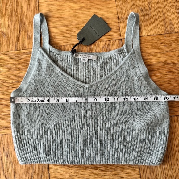NWT Allsaints Large Leanne Crop Top Green Bay Knit Wool Alpaca Blend - Picture 7 of 9